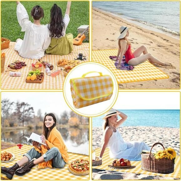 Waterproof Outdoor Picnic Blanket Foldable Sandproof Mat for Beach Camping - Picture 6 of 7